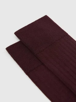 Reiss Bordeaux Fela Cotton-Blend Ribbed Socks