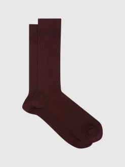 Reiss Bordeaux Fela Cotton-Blend Ribbed Socks