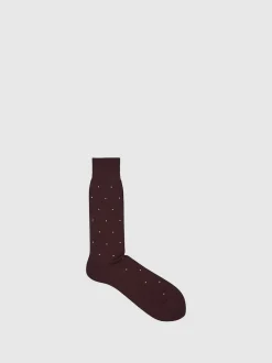 Reiss Bordeaux Mario Spot Polka Dot Socks
