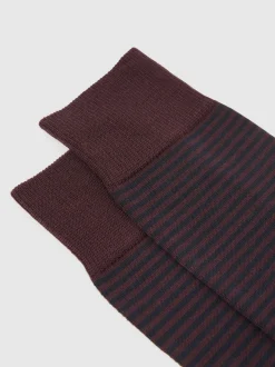 Reiss Bordeaux Mario Stripe Striped Socks