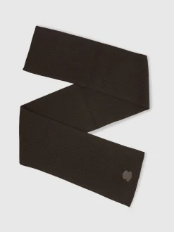 Reiss Brown Bennett Monogram Appliqué Wool Scarf