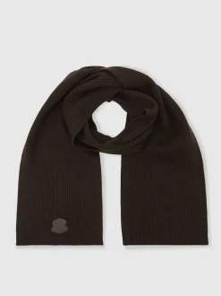 Reiss Brown Bennett Monogram Appliqué Wool Scarf