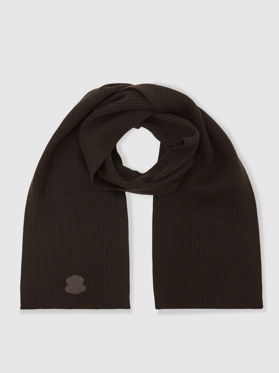 Reiss Brown Bennett Monogram Appliqué Wool Scarf