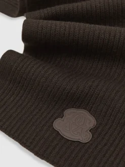 Reiss Brown Bennett Monogram Appliqué Wool Scarf