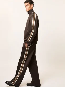 Reiss Brown Foster Monogram Cotton Wide-Leg Joggers