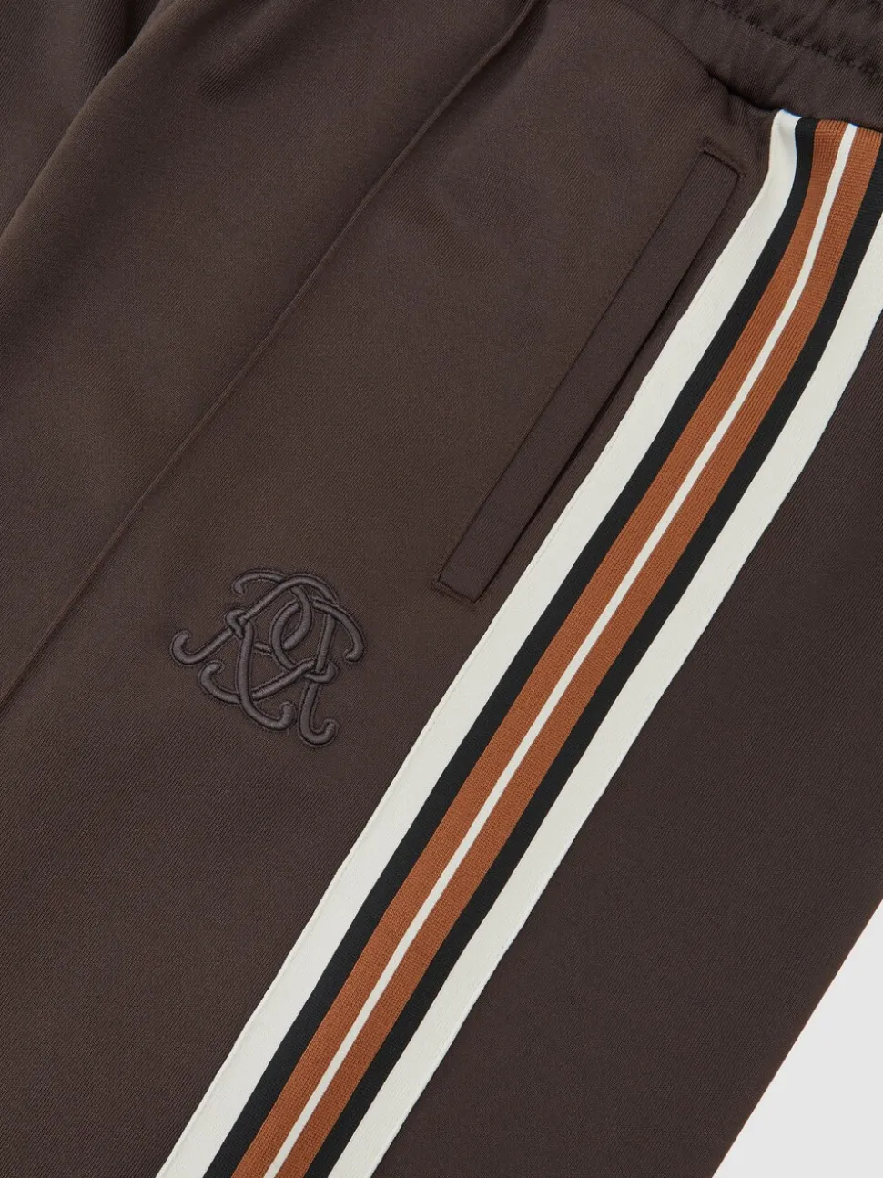 Reiss Brown Foster Monogram Cotton Wide-Leg Joggers