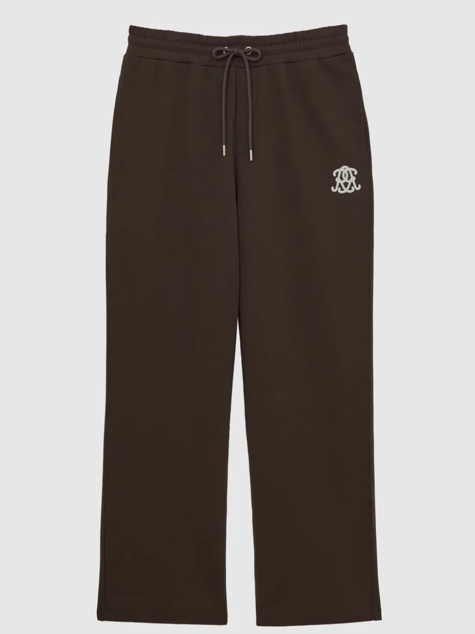 Reiss Brown Mellor Monogram Cotton Wide-Leg Joggers