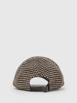Reiss Brown Wansbeck Wool-Blend Houndstooth-Check Cap