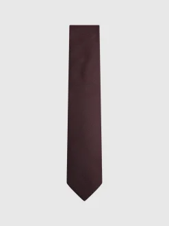 Reiss Burgundy Ceremony Textured Silk Blend Tie