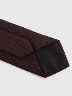 Reiss Burgundy Ceremony Textured Silk Blend Tie
