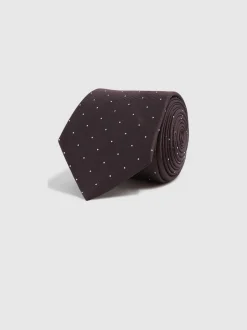 Reiss Burgundy Liam Polka Dot Silk Tie