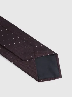 Reiss Burgundy Liam Polka Dot Silk Tie