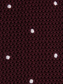 Reiss Burgundy Punto Spot Silk Knitted Pin-Dot Tie