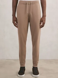 Reiss Camel Brown Billings Merino Wool-Blend Cuffed Joggers