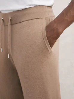 Reiss Camel Brown Billings Merino Wool-Blend Cuffed Joggers