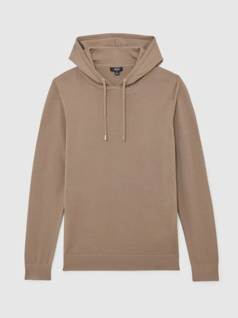 Reiss Camel Brown Holland Merino Wool Drawstring Hoodie