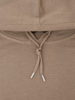 Reiss Camel Brown Holland Merino Wool Drawstring Hoodie