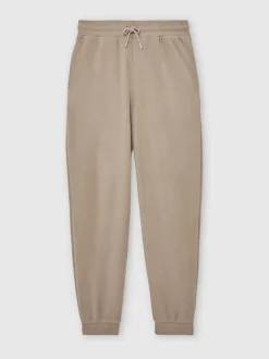 Reiss Camel Brown Remo Cotton-Blend Brushed Ribbed Joggers
