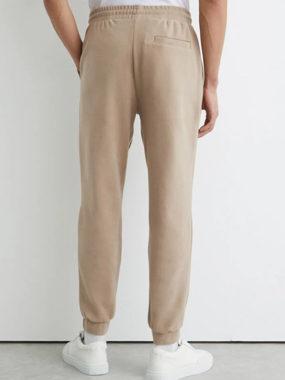 Reiss Camel Brown Remo Cotton-Blend Brushed Ribbed Joggers