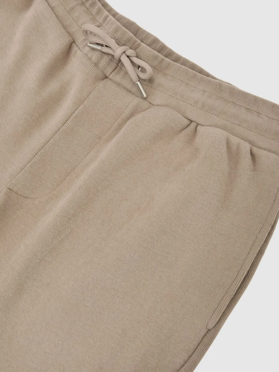 Reiss Camel Brown Remo Cotton-Blend Brushed Ribbed Joggers