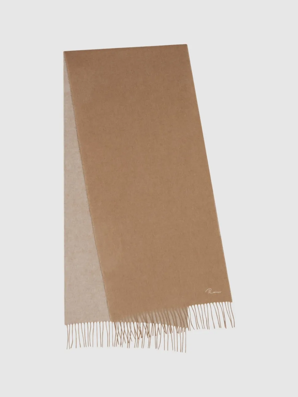 Reiss Camel Picton Wool and Cashmere Scarf