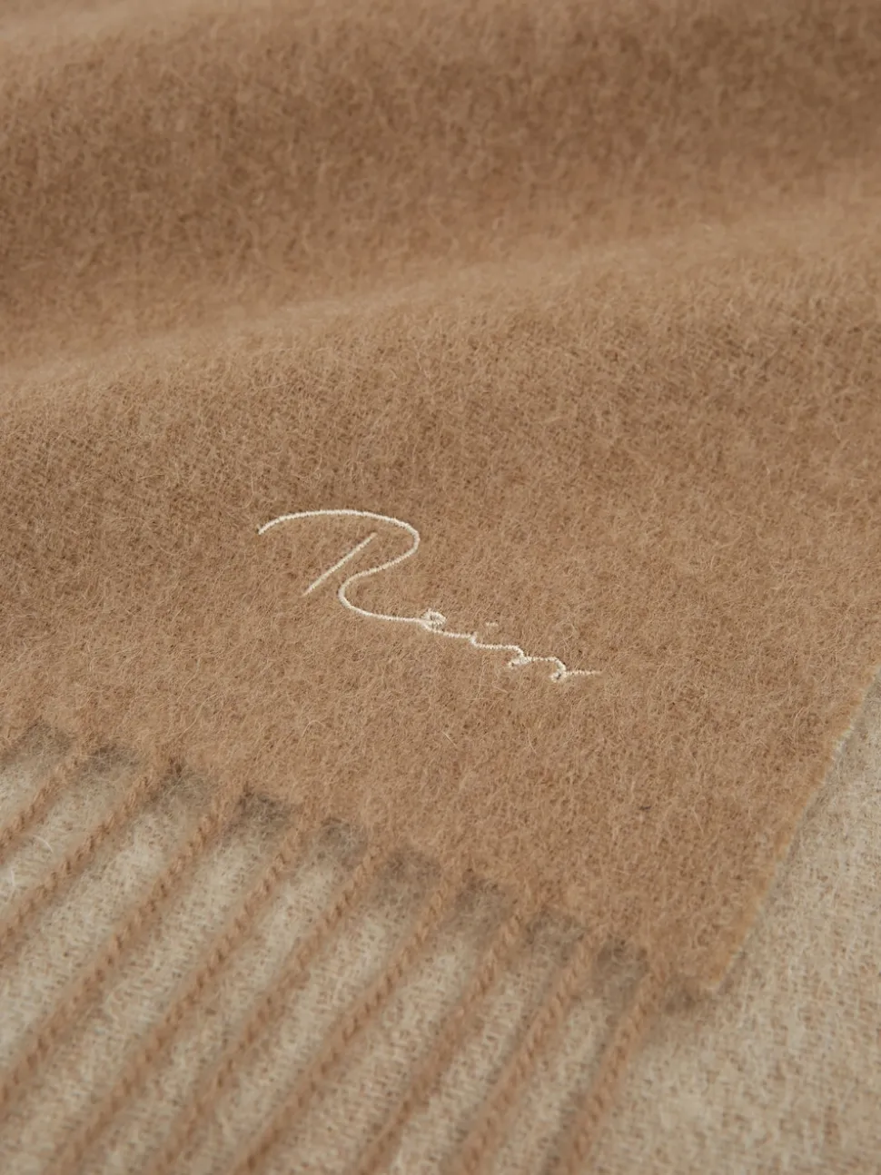 Reiss Camel Picton Wool and Cashmere Scarf