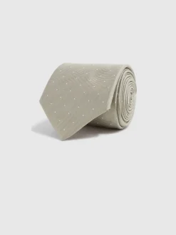 Reiss Champagne Liam Polka Dot Silk Tie