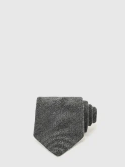 Reiss Charcoal Donato Wool-Silk Textured Tie
