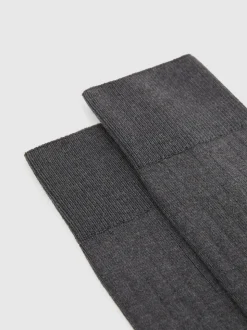 Reiss Charcoal Fela Cotton-Blend Ribbed Socks