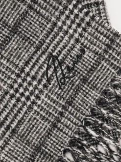 Reiss Charcoal Grey Thanos Wool-Cashmere Check Scarf