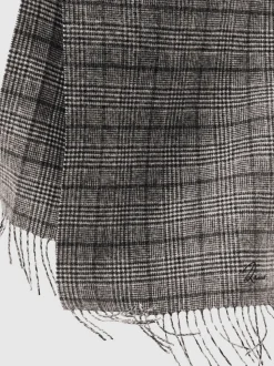 Reiss Charcoal Grey Thanos Wool-Cashmere Check Scarf