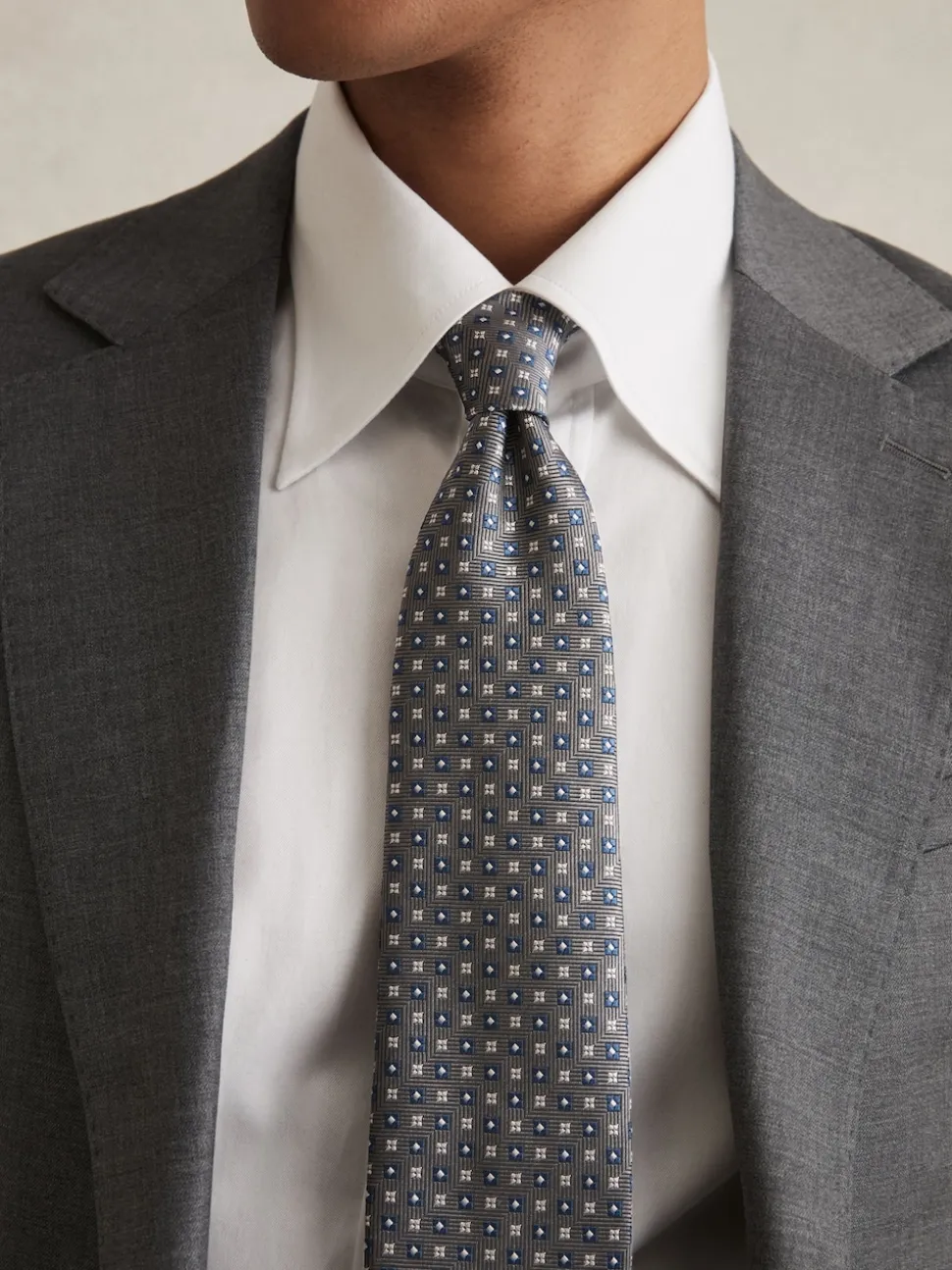 Reiss Charcoal Pelosa Foulard Silk Blend Floral Print Tie