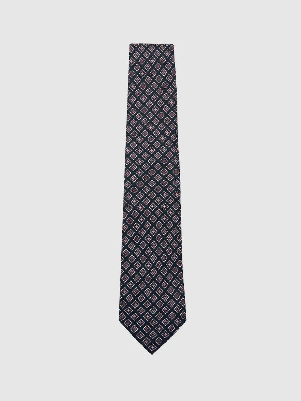 Reiss Charcoal/Bordeaux Bortolo Silk Floral Medallion-Print Tie