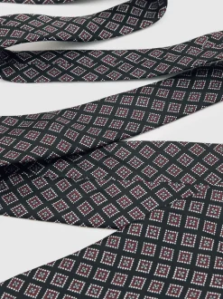 Reiss Charcoal/Bordeaux Bortolo Silk Floral Medallion-Print Tie