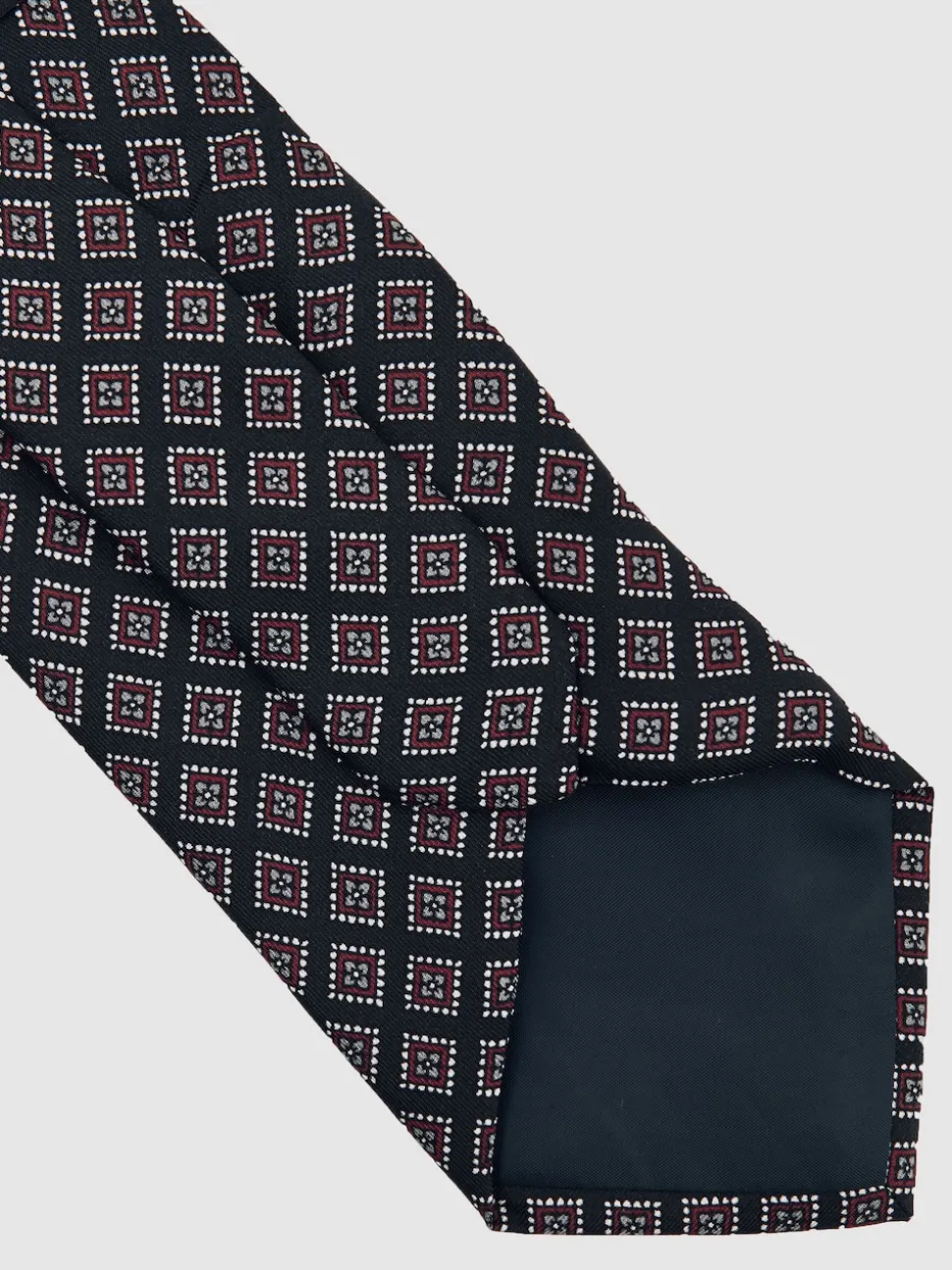 Reiss Charcoal/Bordeaux Bortolo Silk Floral Medallion-Print Tie