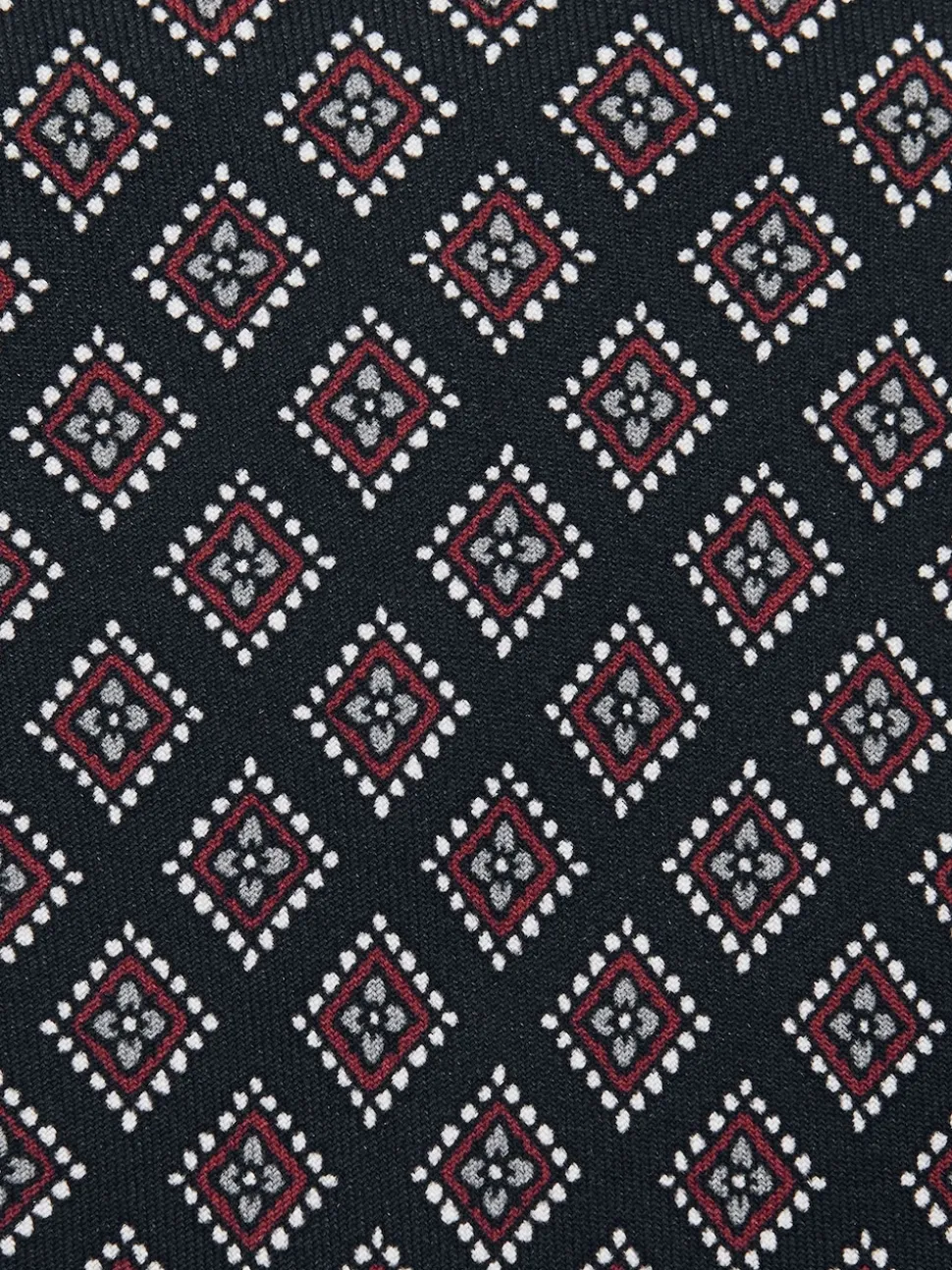 Reiss Charcoal/Bordeaux Bortolo Silk Floral Medallion-Print Tie