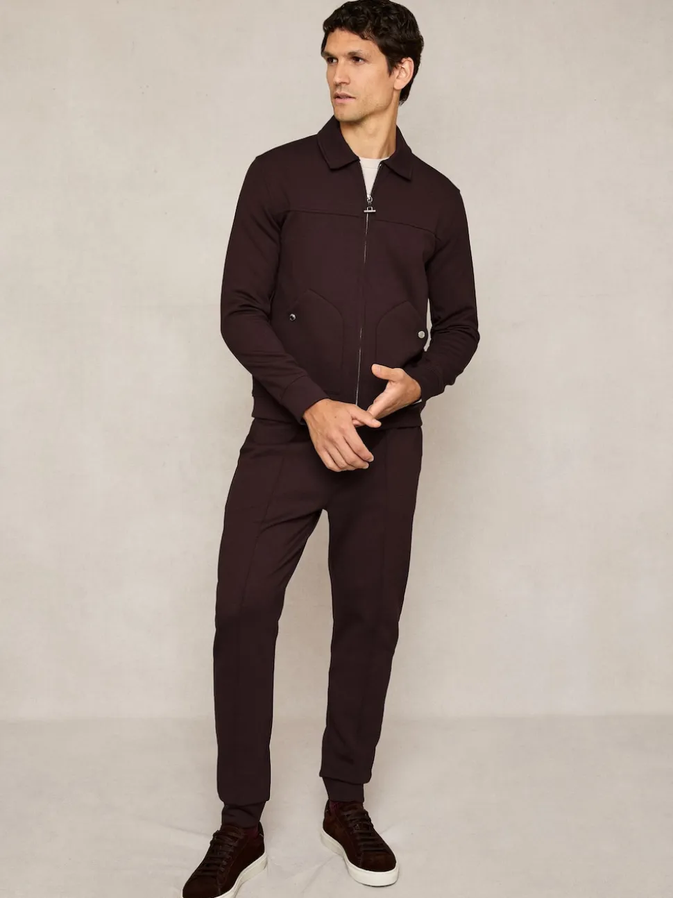 Reiss Cherry Red Premier Stretch-Jersey Tailored Joggers