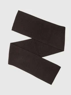 Reiss Chocolate Brown Chesterfield Merino Wool Rib-Knit Scarf