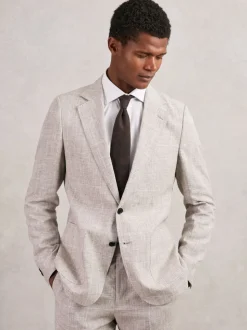 Reiss Chocolate Brown Falco Silk Blend Textured Tie