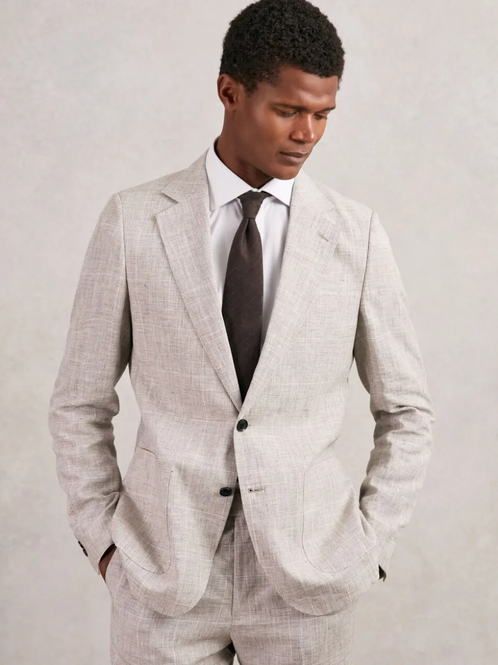 Reiss Chocolate Brown Falco Silk Blend Textured Tie