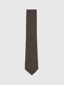 Reiss Chocolate Brown Falco Silk Blend Textured Tie