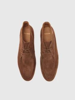Reiss Chocolate Brown Loftus Suede Lace-Up Chukka Boots