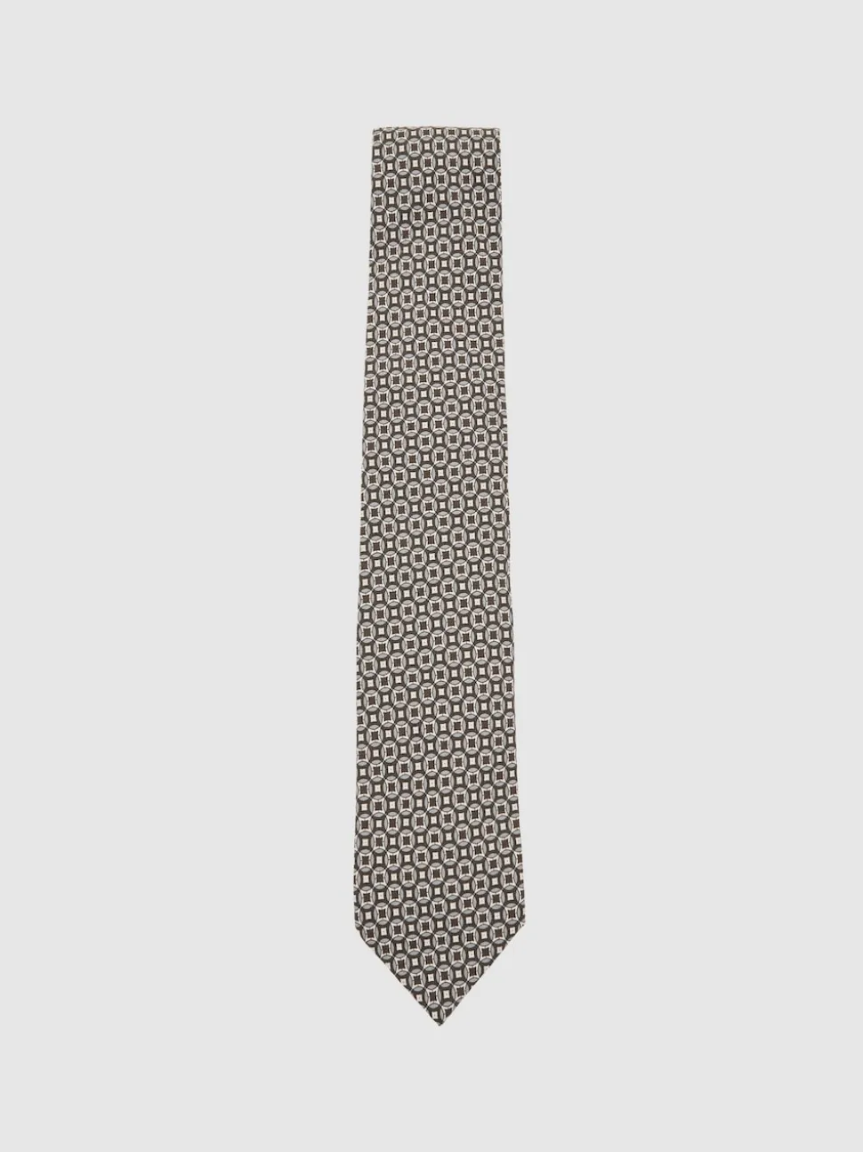 Reiss Chocolate Brown Multi Palmiro Silk Geometric-Print Tie