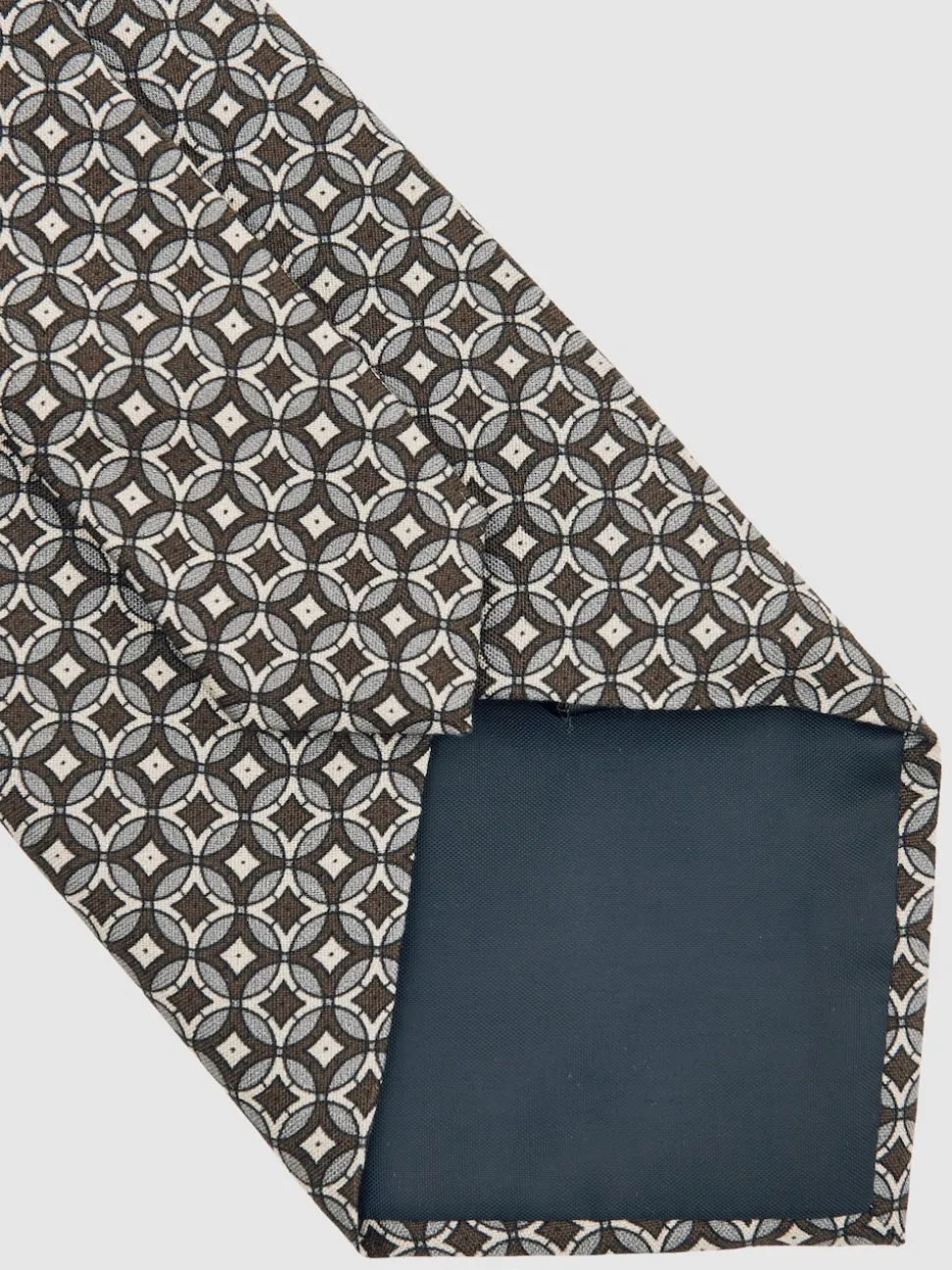 Reiss Chocolate Brown Multi Palmiro Silk Geometric-Print Tie