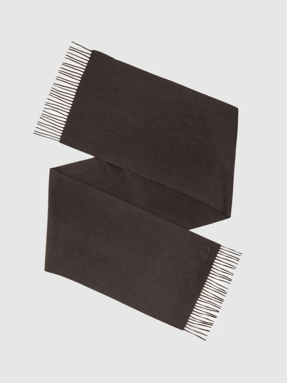 Reiss Chocolate Brown Picton Wool-Cashmere Script-Logo Scarf
