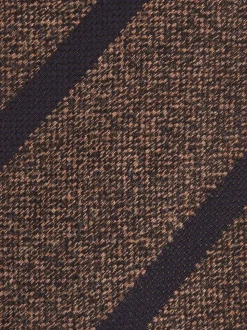 Reiss Chocolate Brown Sante Wool-Silk Striped Tie