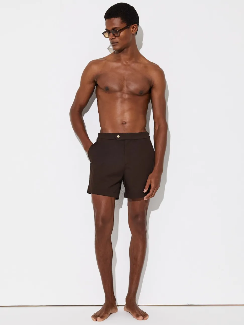 Reiss Chocolate Brown Sun Side-Adjuster Swim Shorts