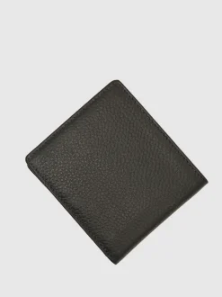 Reiss Chocolate Cabot Grained Leather Wallet