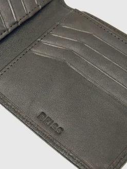 Reiss Chocolate Cabot Grained Leather Wallet