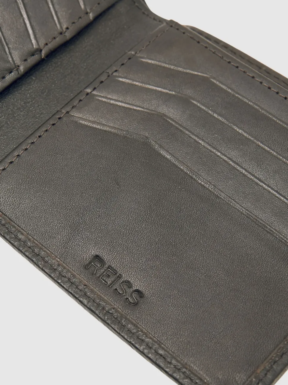 Reiss Chocolate Cabot Grained Leather Wallet